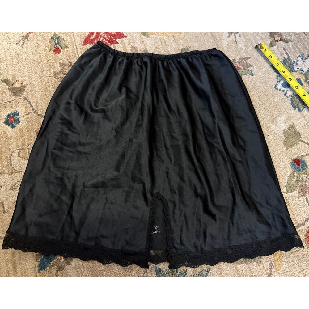 Christian Dior Vintage Black Half Slip Skirt Lace Trim Made In USA Size M
